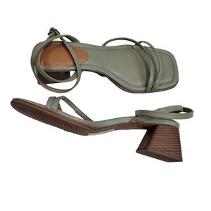 ASOS Design Hastings Mid Block Heel Sandasl Size 12 in Sage Green